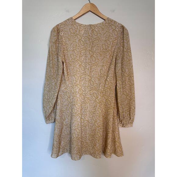 NWT Urban Outfitters Retro Gold Stone Paisley Long Sleeve Dress Medium - Picture 6 of 7